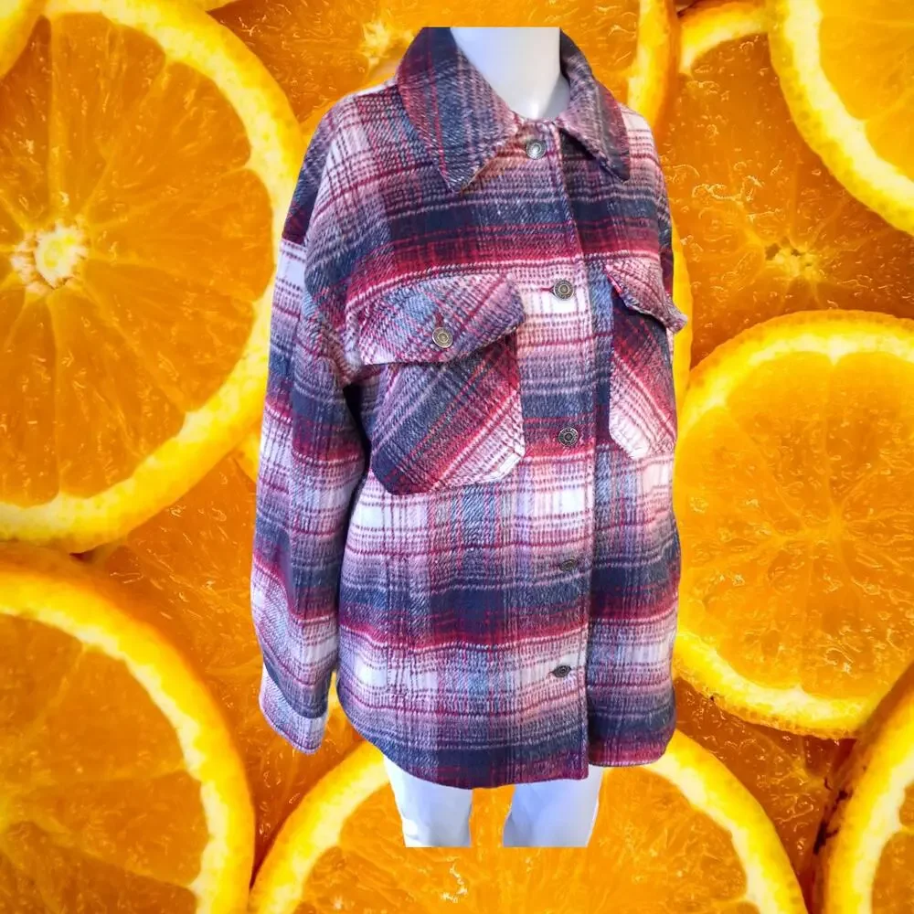 NWT Levi Strauss Flannel Fleece Lined Full‎ Zip Jacket Size Small